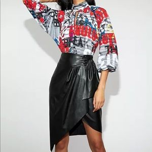 Gabrielle Union Faux Leather Wrap Skirt
